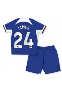 Chelsea Reece James #24 Jalkapallovaatteet Lasten Kotipeliasu 2023-24 Lyhythihainen (+ Lyhyet housut)